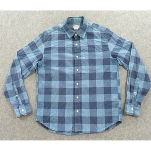 J Crew Shirt Mens Medium Blue Checks Button Up Long Sleeve Casual